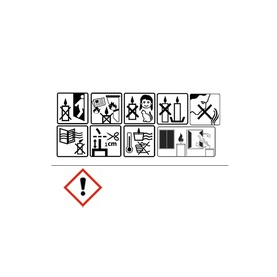 Byredo candle safety and handling instruction icons, including hazard warning symbol and usage guidelines.