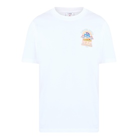 Casablanca Classic Logo Graphic T-Shirt in white with Egyptian Arch graphic print at chest, round neck, short sleeves