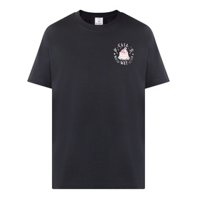 Casablanca Casa Way Logo Graphic T-Shirt in black cotton with round neck, short sleeves, and circular chest logo print.