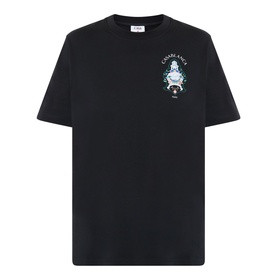 Casablanca Hotel Emblem T-shirt in black with small chest graphic print, crew neck, short sleeves, regular fit