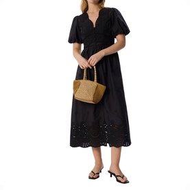 Broderie Detail Flared Dress