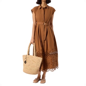 Broderie Trim Shirt Dress