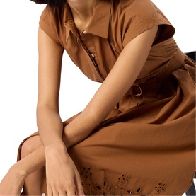 Broderie Trim Shirt Dress