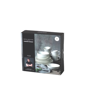 Royal Doulton Maze white 16-piece dinnerware set box, featuring plates, bowls and mugs, with Gordon Ramsay branding