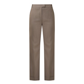 Hugo Boss Brown Overflow straight-leg trousers with belt loops and turn-up cuffs, tailored fit in viscose-lyocell blend