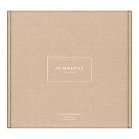 Jo Malone Lime Basil & Mandarin Outdoor Candle in signature beige gift box with embossed logo