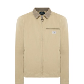 Rodd & Gunn khaki casual jacket with zip fastening, chest zip pocket, contrast collar, and logo patch detail.