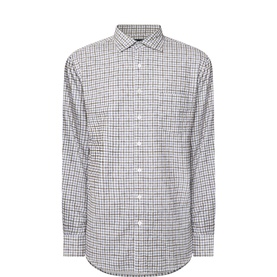 Rodd & Gunn olive check casual shirt in 100% cotton, featuring long sleeves and a classic collar, flat lay view.
