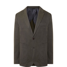 Rodd & Gunn moss green cotton-lyocell blazer jacket with notch lapels, single-button fastening and patch pockets.
