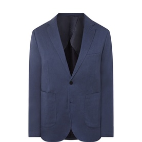 Rodd & Gunn indigo single-breasted blazer jacket in cotton-lyocell blend, notch lapels, patch pockets, one-button fastening