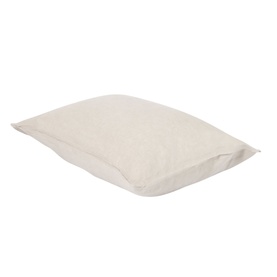 Foxford beige linen-look pillow with envelope-style opening, shown at an angle on white background