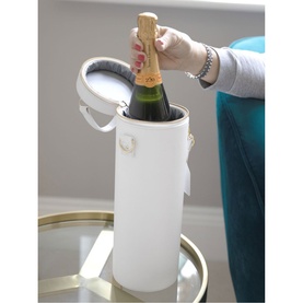 Champagne Bottle Bag Pebble White
