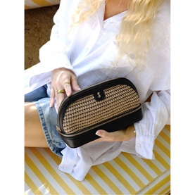 Raffia Cosmetic Bag Black