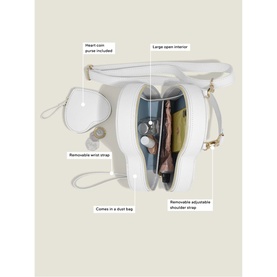 Heart Shaped Shoulder Bag Pebble White