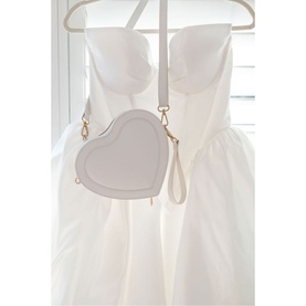 Heart Shaped Shoulder Bag Pebble White