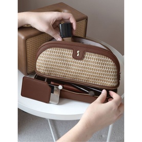 Raffia Cosmetic Bag Tan