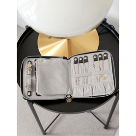 Raffia Square Jewellery Roll Black