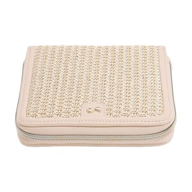 Raffia Square Jewellery Roll Blush Pink