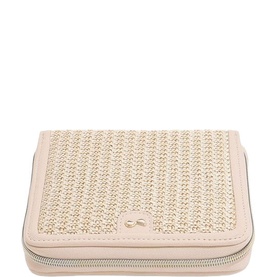Raffia Square Jewellery Roll Blush Pink