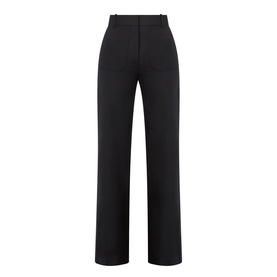 Victoria Beckham black high-waisted wide-leg trousers with clean front seam and tailored finish