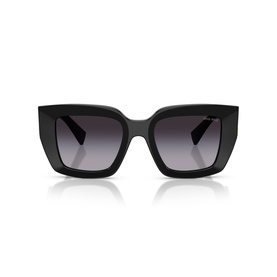 Black oversized square-frame sunglasses with gradient grey lenses and chunky acetate temples, front-facing product view