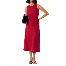 Bias Cut Linen Flared Dress