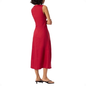Bias Cut Linen Flared Dress