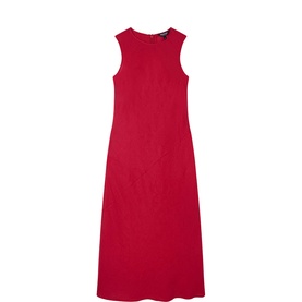 Bias Cut Linen Flared Dress