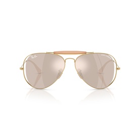 Gold-tone aviator sunglasses with rose gold mirrored lenses, double bridge bar, and slim metal arms