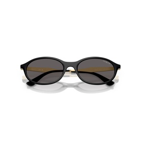 Vogue Eyewear oval sunglasses in black with dark grey lenses and slim temples, front-facing view