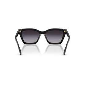 Emporio Armani black cat-eye sunglasses, rear view showing gradient lenses and gold-tone temple detail