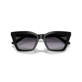 Emporio Armani black cat-eye sunglasses with chunky acetate frame and gradient grey lenses