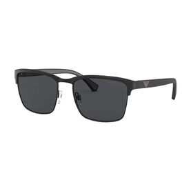 Emporio Armani black square sunglasses with metal browbar frame, dark lenses, and logo detail on temples