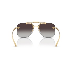 Versace aviator sunglasses, gold metal frame with double bridge, gradient brown lenses, Medusa head detail on temples