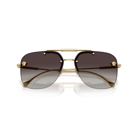 Versace aviator sunglasses in gold-tone metal frame with gradient grey lenses and Medusa stud detail on bridge
