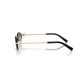 Gold-tone metal frame sunglasses with black temples, shown from the side to display slim arm and hinge detail