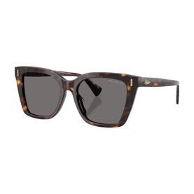 Burberry square-frame sunglasses in tortoiseshell acetate with dark grey lenses and gold-tone temple detail