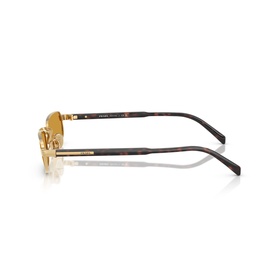 Gold semi-rimless sunglasses with amber lenses and tortoiseshell temples, angled rear view showing temple detail