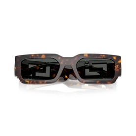 Fendi rectangular sunglasses in tortoiseshell acetate with dark grey lenses and embossed FF logo detail on temples