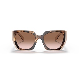 Prada brown tortoiseshell oversized butterfly sunglasses with gradient brown lenses and cream temple detail