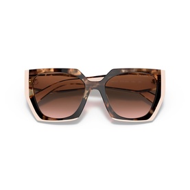 Prada brown tortoiseshell oversized square sunglasses with nude pink frame detailing and gradient brown lenses