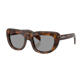 Prada sunglasses in brown tortoiseshell acetate with chunky square frames and grey lenses