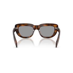 Prada sunglasses in brown tortoiseshell, rear view showing temples and grey lenses