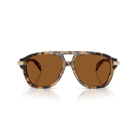 Tortoiseshell aviator sunglasses with brown lenses, double bridge, and gold-tone temple detailing