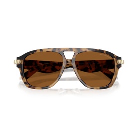 Tortoiseshell aviator sunglasses with brown lenses and gold-tone hardware, flat top bridge and keyhole nose detail