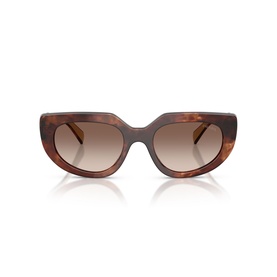 Prada brown tortoiseshell cat-eye sunglasses with gradient lenses and chunky acetate frame, front view