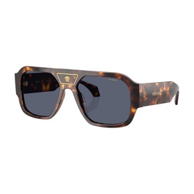 Versace square-frame sunglasses in tortoiseshell with gold-tone bridge detail and dark blue lenses