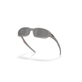 Matte grey wrap-around sunglasses with dark tinted lenses, shown from rear three-quarter angle revealing temple arms and frame detail