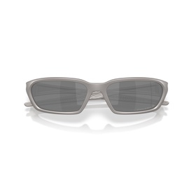 Matte grey rectangular sunglasses with slim frame and dark mirrored lenses, shown front-facing on white background