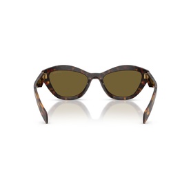 Prada brown tortoiseshell cat-eye sunglasses, rear view showing brown lenses and classic frame silhouette